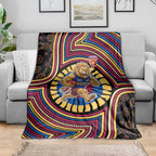 Brisbane Lions Blanket Indigenous Monochrome Dot Art Mascot Style
