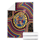 Brisbane Lions Blanket Indigenous Monochrome Dot Art Mascot Style