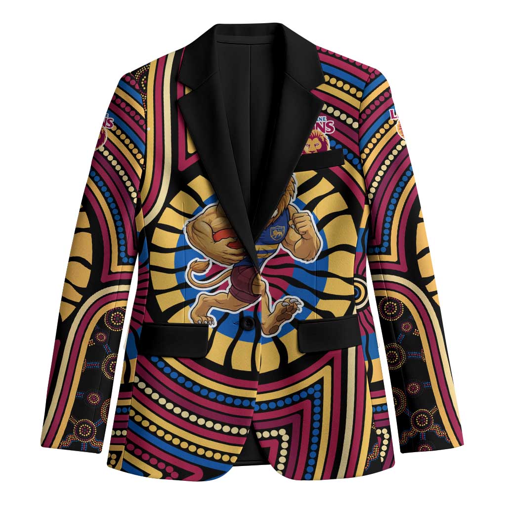 Brisbane Lions Blazer Indigenous Monochrome Dot Art Mascot Style