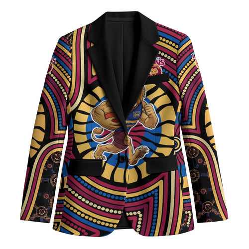 Brisbane Lions Blazer Indigenous Monochrome Dot Art Mascot Style