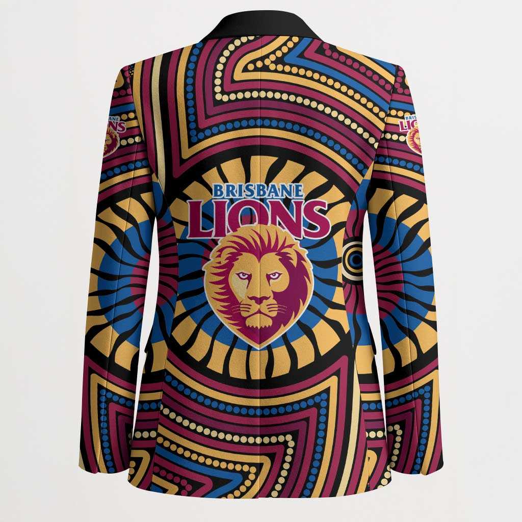 Brisbane Lions Blazer Indigenous Monochrome Dot Art Mascot Style