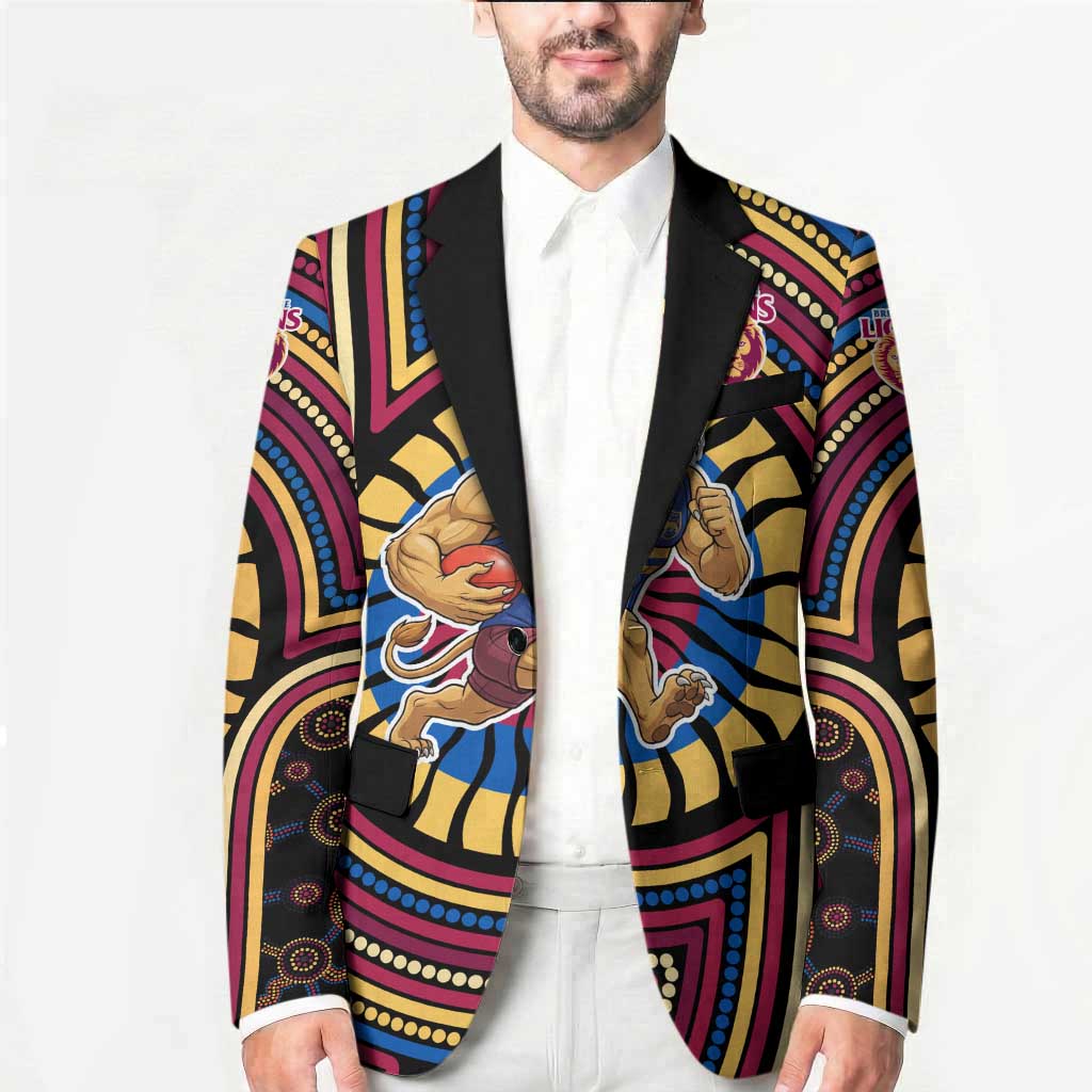 Brisbane Lions Blazer Indigenous Monochrome Dot Art Mascot Style