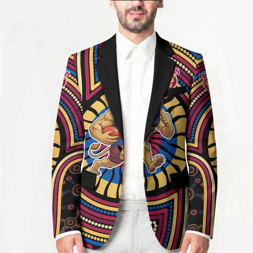 Brisbane Lions Blazer Indigenous Monochrome Dot Art Mascot Style