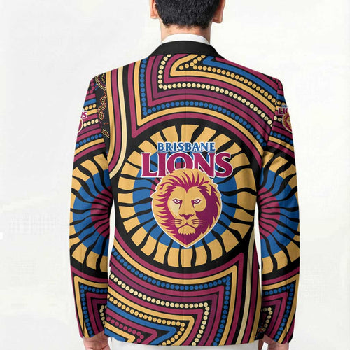 Brisbane Lions Blazer Indigenous Monochrome Dot Art Mascot Style
