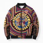 Brisbane Lions Bomber Puffer Jacket Indigenous Monochrome Dot Art Mascot Style