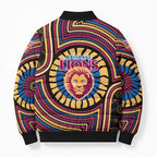 Brisbane Lions Bomber Puffer Jacket Indigenous Monochrome Dot Art Mascot Style