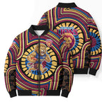 Brisbane Lions Bomber Puffer Jacket Indigenous Monochrome Dot Art Mascot Style