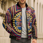 Brisbane Lions Bomber Puffer Jacket Indigenous Monochrome Dot Art Mascot Style