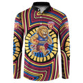 Brisbane Lions Button Sweatshirt Indigenous Monochrome Dot Art Mascot Style