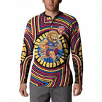 Brisbane Lions Button Sweatshirt Indigenous Monochrome Dot Art Mascot Style