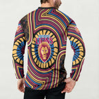 Brisbane Lions Button Sweatshirt Indigenous Monochrome Dot Art Mascot Style