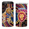 Brisbane Lions 4 in 1 Can Cooler Tumbler Indigenous Monochrome Dot Art Mascot Style