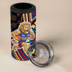 Brisbane Lions 4 in 1 Can Cooler Tumbler Indigenous Monochrome Dot Art Mascot Style