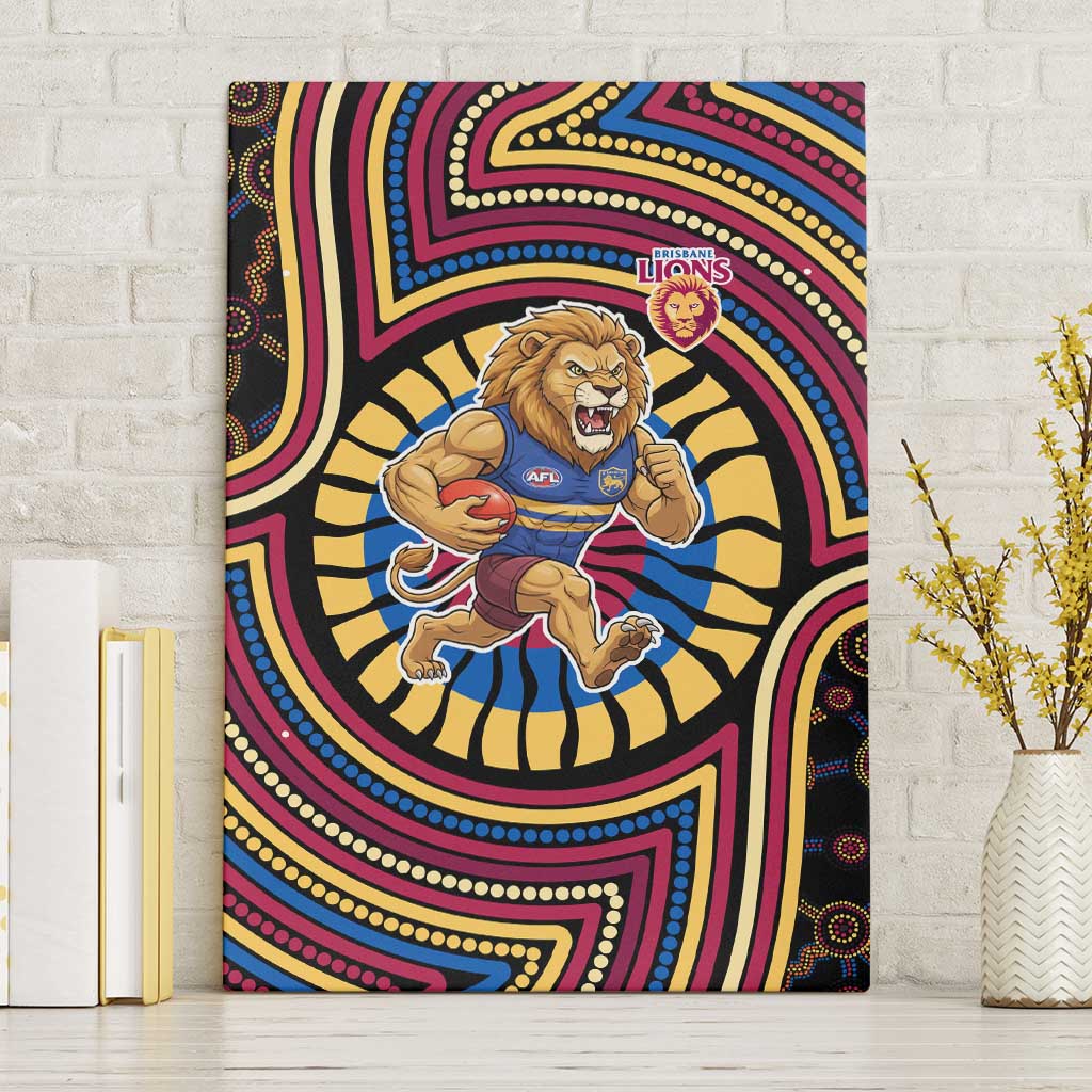 Brisbane Lions Canvas Wall Art Indigenous Monochrome Dot Art Mascot Style