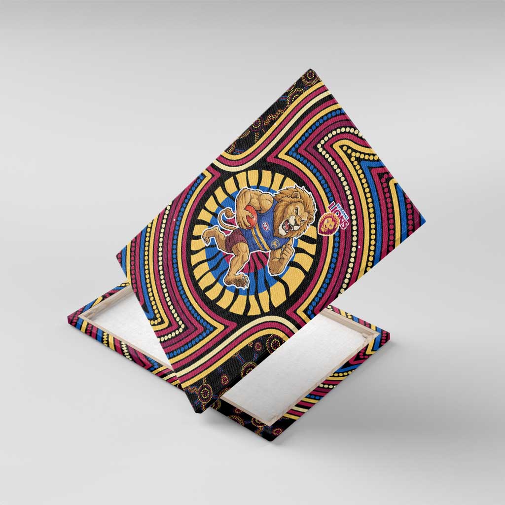 Brisbane Lions Canvas Wall Art Indigenous Monochrome Dot Art Mascot Style