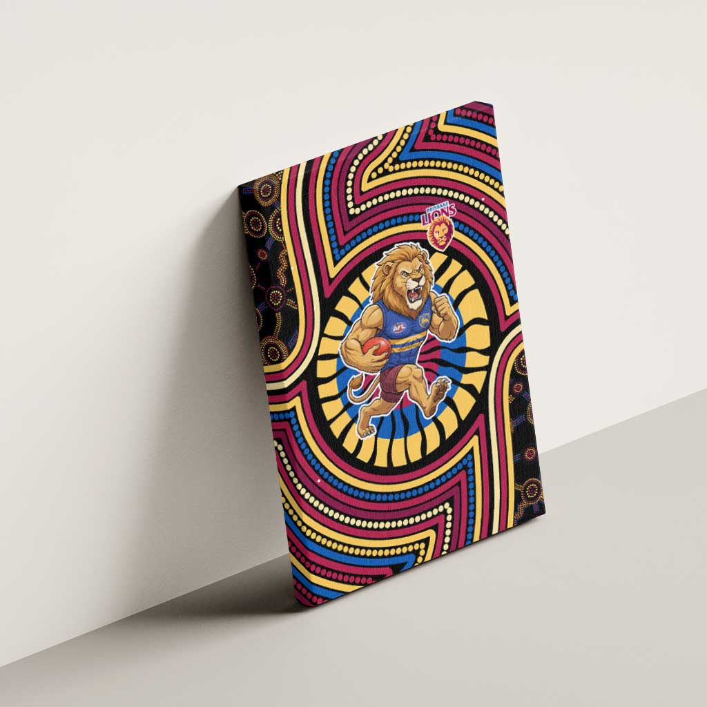 Brisbane Lions Canvas Wall Art Indigenous Monochrome Dot Art Mascot Style
