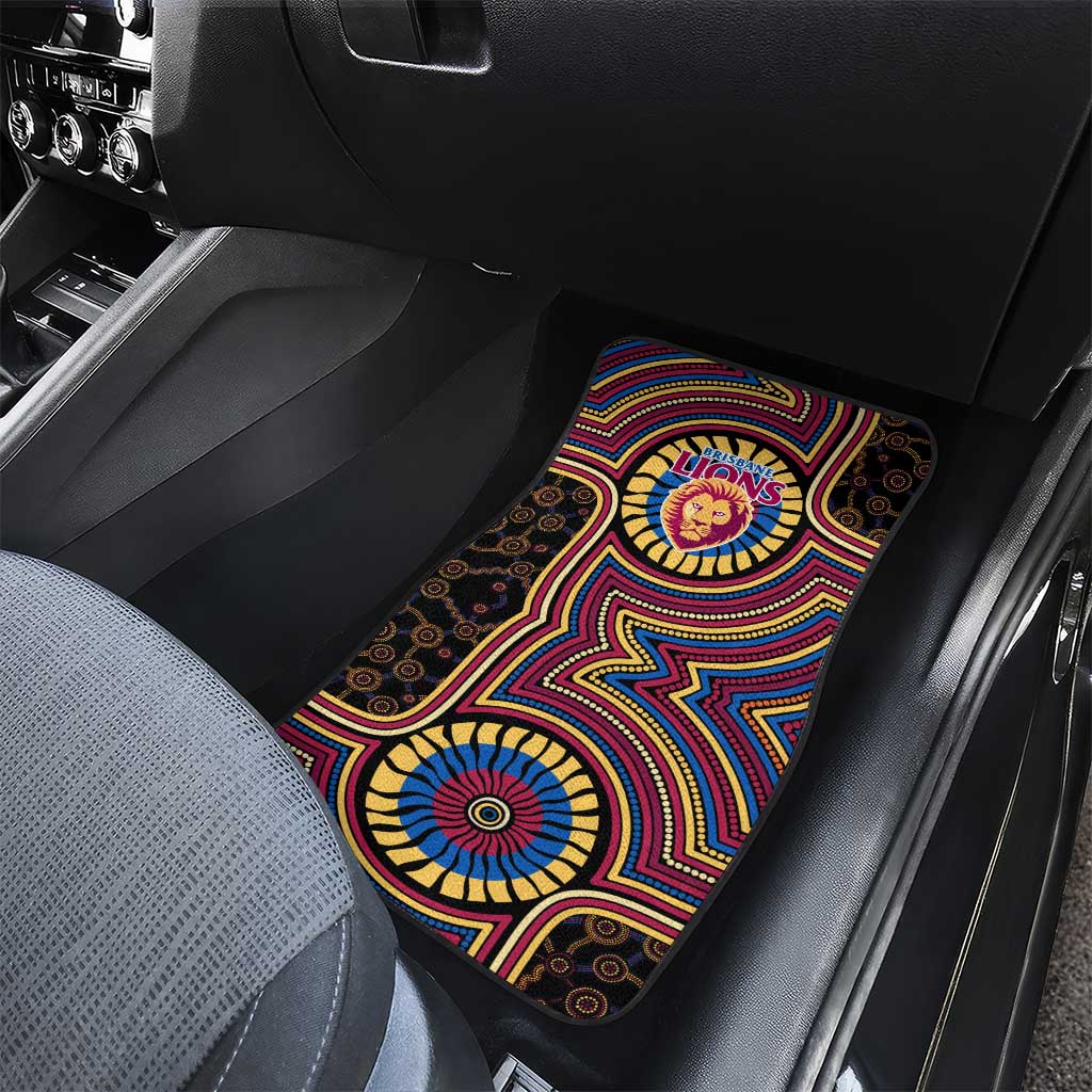 Brisbane Lions Car Mats Indigenous Monochrome Dot Art Mascot Style