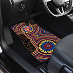 Brisbane Lions Car Mats Indigenous Monochrome Dot Art Mascot Style