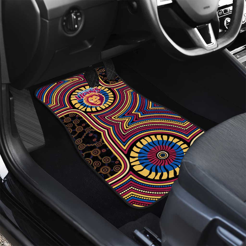 Brisbane Lions Car Mats Indigenous Monochrome Dot Art Mascot Style
