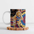 Brisbane Lions Ceramic Mug Indigenous Monochrome Dot Art Mascot Style