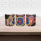 Brisbane Lions Ceramic Mug Indigenous Monochrome Dot Art Mascot Style