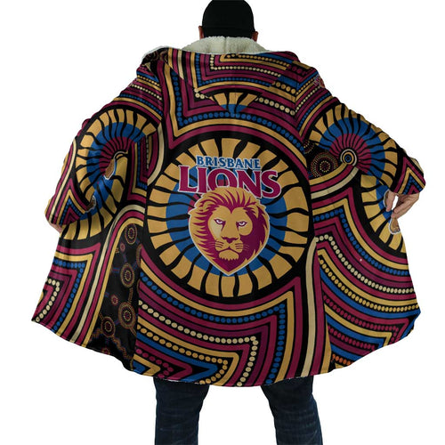 Brisbane Lions Cloak Indigenous Monochrome Dot Art Mascot Style