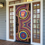 Brisbane Lions Door Cover Indigenous Monochrome Dot Art Mascot Style