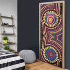 Brisbane Lions Door Cover Indigenous Monochrome Dot Art Mascot Style