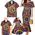 Brisbane Lions Family Matching Mermaid Dress and Hawaiian Shirt Indigenous Monochrome Dot Art Mascot Style