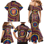 Brisbane Lions Family Matching Mermaid Dress and Hawaiian Shirt Indigenous Monochrome Dot Art Mascot Style