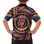 Brisbane Lions Family Matching Off Shoulder Short Dress and Hawaiian Shirt Indigenous Monochrome Dot Art Mascot Style