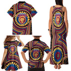 Brisbane Lions Family Matching Tank Maxi Dress and Hawaiian Shirt Indigenous Monochrome Dot Art Mascot Style