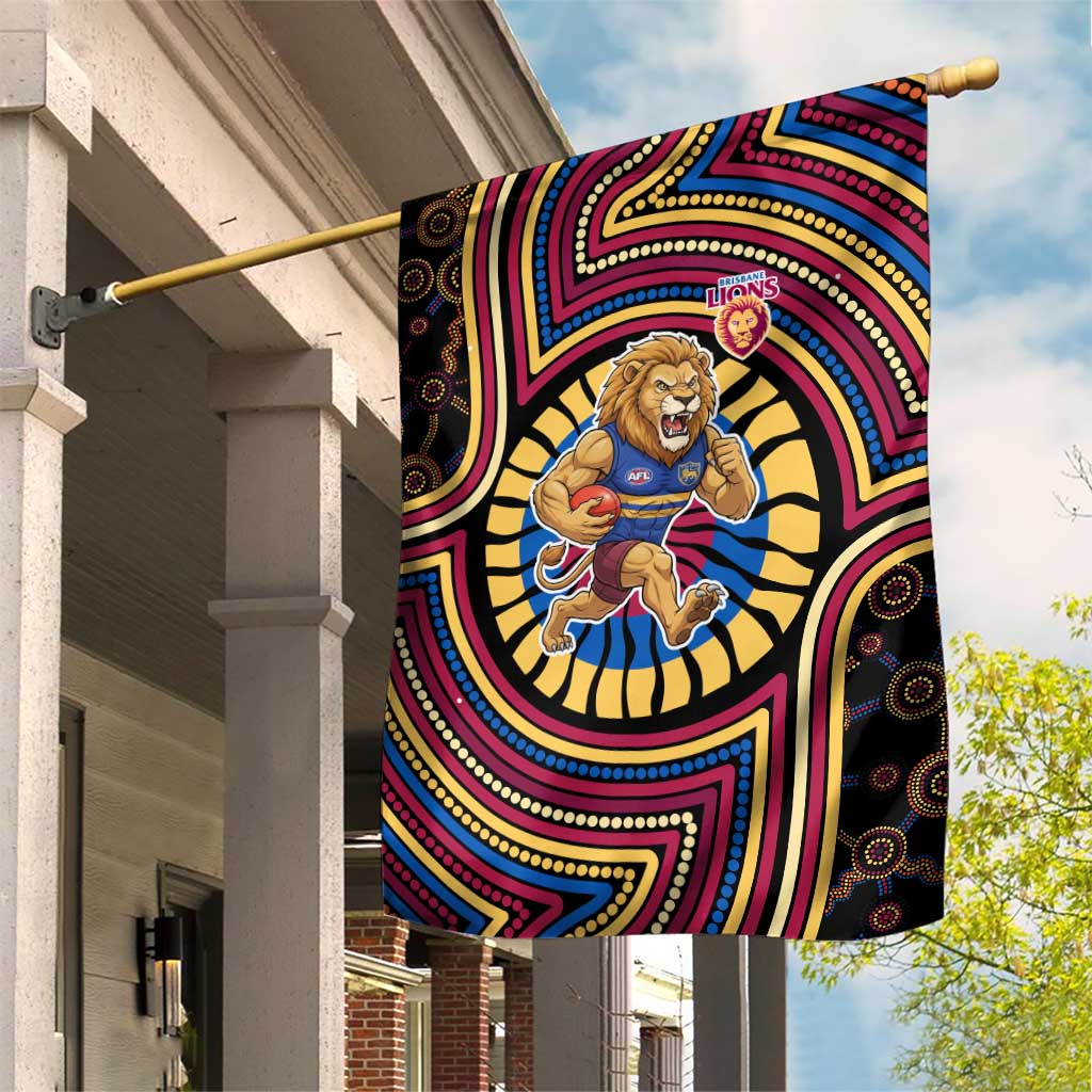 Brisbane Lions Garden Flag Indigenous Monochrome Dot Art Mascot Style