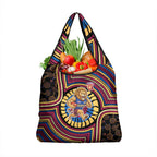 Brisbane Lions Grocery Bag Indigenous Monochrome Dot Art Mascot Style