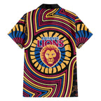 Brisbane Lions Hawaiian Shirt Indigenous Monochrome Dot Art Mascot Style