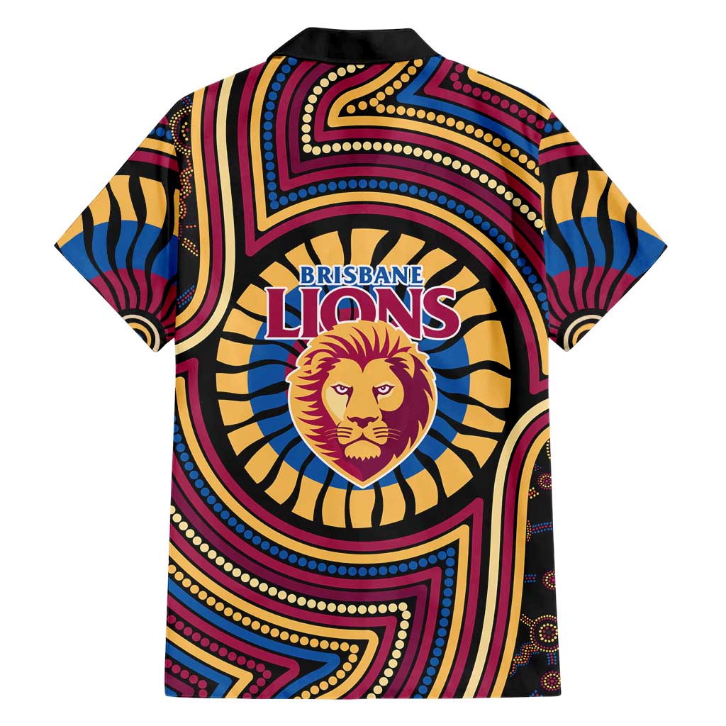 Brisbane Lions Hawaiian Shirt Indigenous Monochrome Dot Art Mascot Style