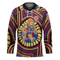 Brisbane Lions Hockey Jersey Indigenous Monochrome Dot Art Mascot Style