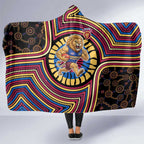 Brisbane Lions Hooded Blanket Indigenous Monochrome Dot Art Mascot Style