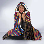 Brisbane Lions Hooded Blanket Indigenous Monochrome Dot Art Mascot Style