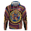 Brisbane Lions Hoodie Indigenous Monochrome Dot Art Mascot Style