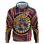 Brisbane Lions Hoodie Indigenous Monochrome Dot Art Mascot Style