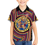 Brisbane Lions Kid Hawaiian Shirt Indigenous Monochrome Dot Art Mascot Style