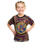 Brisbane Lions Kid T Shirt Indigenous Monochrome Dot Art Mascot Style