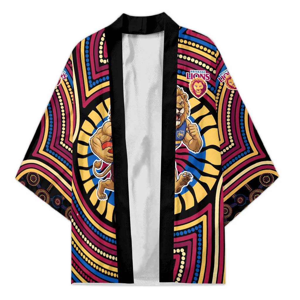 Brisbane Lions Kimono Indigenous Monochrome Dot Art Mascot Style