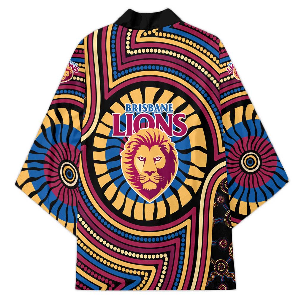 Brisbane Lions Kimono Indigenous Monochrome Dot Art Mascot Style