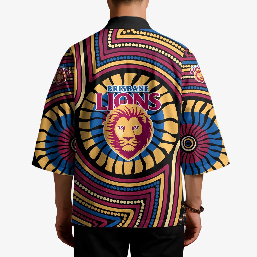 Brisbane Lions Kimono Indigenous Monochrome Dot Art Mascot Style