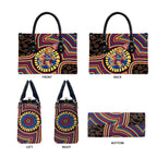 Brisbane Lions Leather Bag Indigenous Monochrome Dot Art Mascot Style