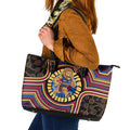 Brisbane Lions Leather Tote Bag Indigenous Monochrome Dot Art Mascot Style