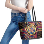 Brisbane Lions Leather Tote Bag Indigenous Monochrome Dot Art Mascot Style