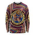 Brisbane Lions Long Sleeve Shirt Indigenous Monochrome Dot Art Mascot Style